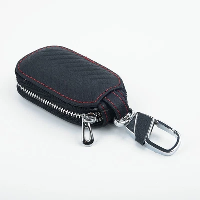 $10.09 • Buy Black Smart Key Holder Cover Car Auto Key Chain Bag Leather Remote Fob Case Part