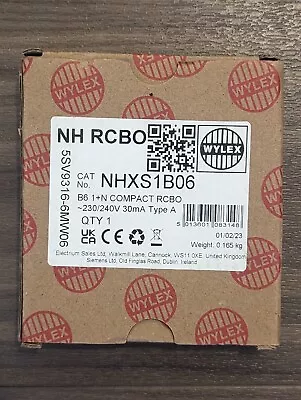 Wylex Compact RCBO 6a Type B  30mA Mini RCBO NHXS1B06 NHX • £15.99