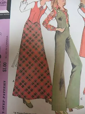 Vintage 70's McCall's 3275 VEST & LONG FLOOR LENGTH SKIRT Sewing Pattern Women • $14.99