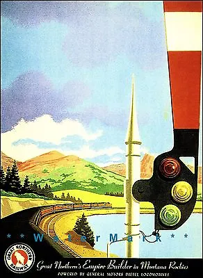 Montana Rockies Great Northern Train 1950 Empire Builders Vintage Poster Print • $21.58