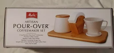 Melitta Artisan Pour Over Coffeemaker/Canister Set Bamboo Porcelain White 64135 • $27