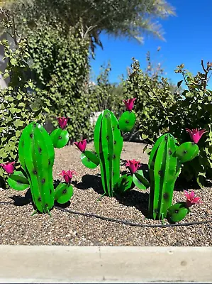 SET OF THREE Peanut Handmade Metal Cactus - Garden Art • $210