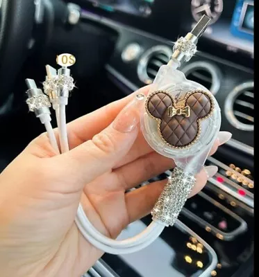 Retractable 3 In1Fast Charge Data Cable CarThree-in-One Fast - Ear Minnie Mouse • $12.50