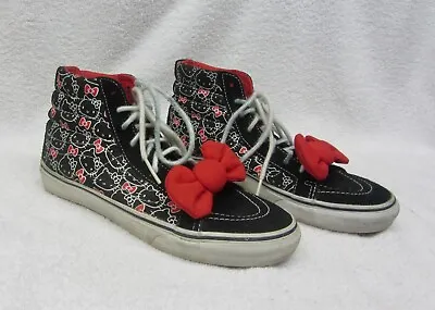 HELLO KITTY Vans Shoes Sk8-Hi Size M 6.5 Womens 8 High Top Sneakers W/Bows Black • $44.99