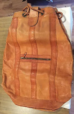 Vintage Leather Mail Bag-Hand Made In Columbia - With Drawstring • $299.99