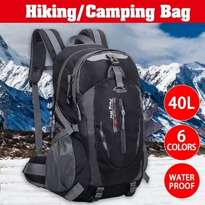 Hiking Backpack Bag Camping Travel Outdoor Luggage Rucksack Waterproof 40L Large • $22.41
