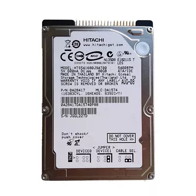 Hitachi Travelstar HTS541680J9AT00 80GB 5400RPM IDE 2.5  HDD Hard Disk Drive • $8.90