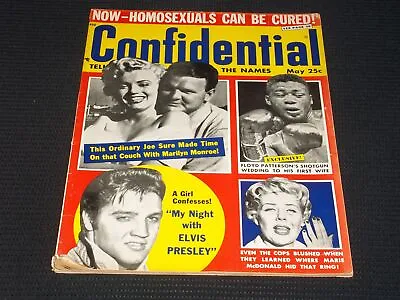 1957 May Confidential Magazine - Elvis Front Cover - E 3905 • $52.50