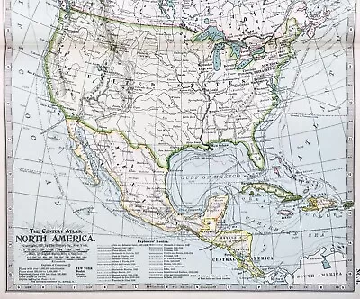 1897 North America Map ORIGINAL United States Mexico West Indies STEAMSHIP ROUTE • $34.88