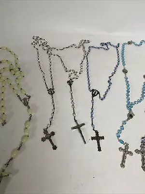 LOT Of 9 VINTAGE ROSARY BEADS  Plastic & Glass • $25