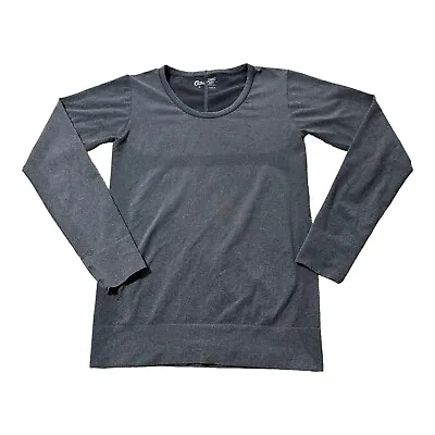 Zyia Active Long Sleeve T Shirt Women's M Heathered Gray Crew Neck Stretch • $24.97