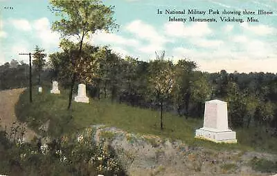 Vintage Postcard National Military Park Infantry Monuments Vicksburg Mississippi • $9.99