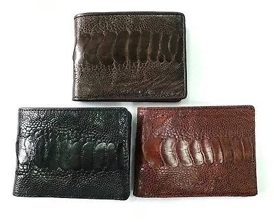 Genuine Ostrich Leg Skin Leather Men's Bifold Wallet Brown Red Brown Black • $40