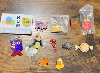 Vintage Lot Of 12 McDonald's Employee Pins All New With Pin Backs Attached. • $32.98