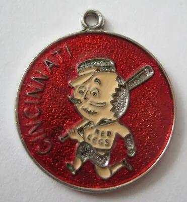 VTG Sterling Enamel CINCINNATI REDS Baseball Mr. Redlegs Silver Bracelet Charm • $22