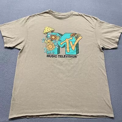 MTV Shirt Women’s XL Brown Turquoise Mushroom Flowers Nature  • $6.65