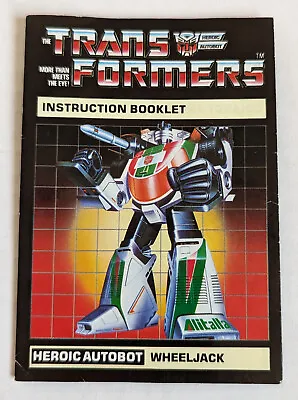 Wheeljack Action Figure Instruction Manual Booklet 1984 Hasbro G1 Transformers • $14.95