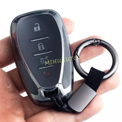 Transparent Black Smart Key Fob Chain Cover Case For Chevy Cruze Malibu Equinox • $9.50