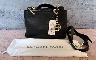 Michael Kors Lillie Pebble Leather Black Satchel Shoulder Bag Purse Tote [$298] • $103