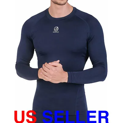 ARMEDES Men's Long Sleeve T-Shirt Baselayer Cool Dry Compression Top AR 141 • $15.09