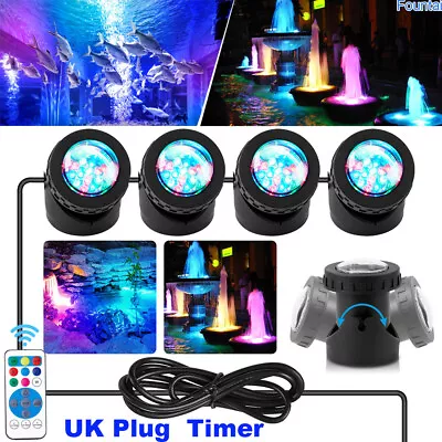 Remote RGB LED Underwater Spot Lights Aquarium Garden Fountain Pond Pool Lamp UK • £16.43