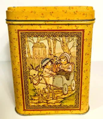 Vintage Hallmark Tin Canister- Scenes Of Children At Play 1970s Gold Color • $8.94