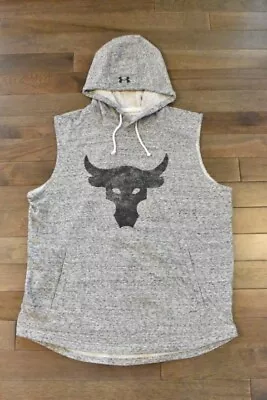 Men's UNDER ARMOUR Project Rock Terry Sleeveless Hoodie Heather Gray XL • $25