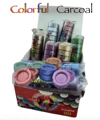 COLORFUL Shisha HOOKAH CHARCOAL BAKHOOR INCENSE BURNER COAL TABLETS FOR Nakhla • £4.99