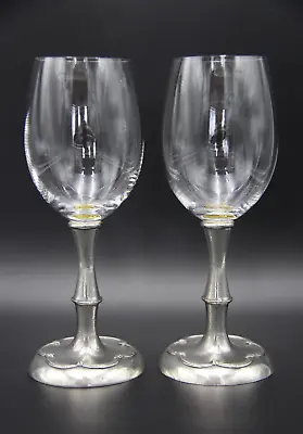 Vintage 1998 Royal Selangor For The V&A Pewter & German Crystal Wine Glasses X 2 • $68