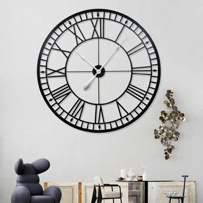 $33.89 • Buy 50/80cm Large Wall Clock Garden Big Roman Numerals Giant Round Face In/Outdoor
