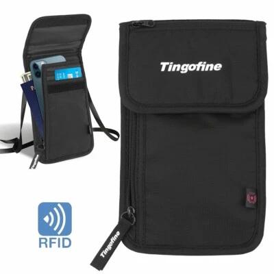 $22.79 • Buy Leather RFID Blocking Passport Wallet Black Travel Passport Cover For Women Men