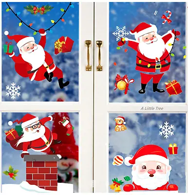 £3.99 • Buy 4 Sheets Christmas Xmas Removable Window Sticker Clings Decal Decor(Santa Claus)