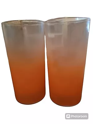 2 Vintage Blendo Orange Frosted Glasses Tumblers Mid Century Modern MCM 5.5  • $10