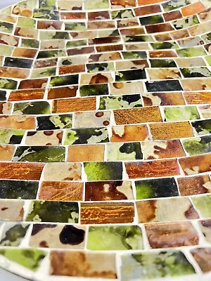 Mosaic Glass Tile Decorative Plate Charger Coppery Farmhouse Centerpiece 12.5” • $30