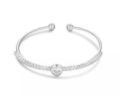 Buyless Fashion Girls Heart Bangle Bracelet With White Stones Jewelry • $7.97