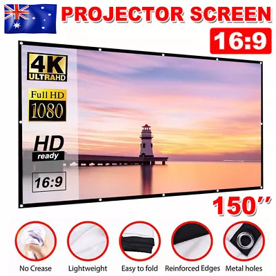 $21.95 • Buy 150'' Inch Projector Screen 16:9 Outdoor Home Cinema 3D Movie Theater Office