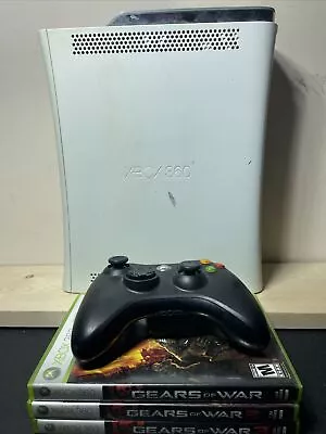 $75 • Buy Xbox 360 White 20 GB Console W/controller & 3 Gears Of War Games