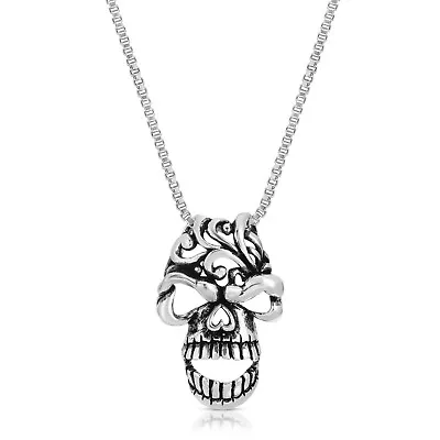 Sterling Silver 925 Skull Head Necklace Screaming Skull Unisex Punk Necklace N22 • $46.99