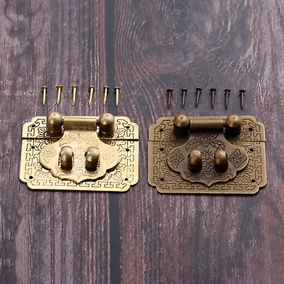 $6.92 • Buy Retro Brass Chest Hasp Buckle Lock Latch For Suitcase Cabinet Wood Jewelry Box