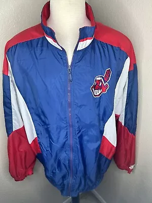 Vintage 90s Starter Cleveland Indians MLB Windbreaker Light Jacket Adult XXL • $64.99
