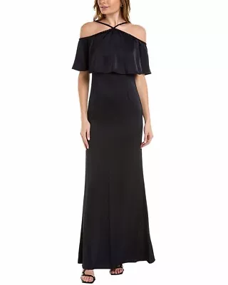 Aidan Mattox Cold Shoulder Halterneck Beaded Twilight Gown Size 8 $395 • $69.99