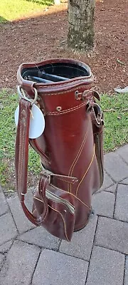 Golf Cart Classic Vintage Bag PALMER Brown Leather 3 Div All Zip Work Perfectly • $50