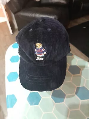 BNWT..Polo Bear Cap Ralph Lauren..Navy Blue..CORDUROY ..One Size..4-7 • £28