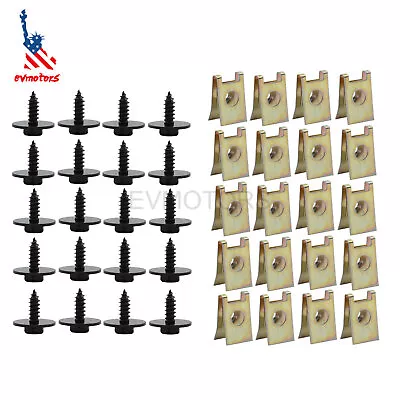 40Pcs Metal Car Screw Body Fender Bumper Retainer U Nut Clips Gasket Fastener • $9.33