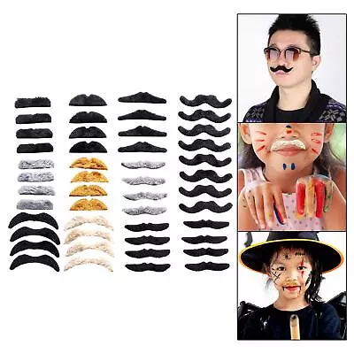 48Pcs Fake Mustache False Facial Hair Halloween Costume • £6.83