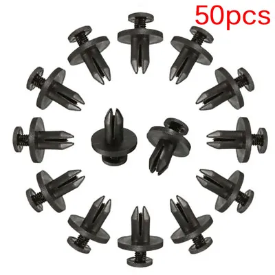 50x 6 Mm Auto Car Bumper Fender Retainer Push Black Plastic Clips Fasteners W ^U • $16.74