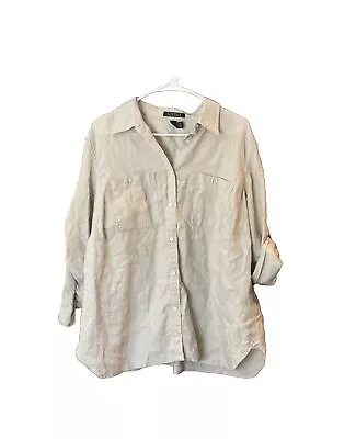 Ralph Lauren Jeans Women’s Khaki Utility Button Down Shirt Safari Size 1X • £5.62