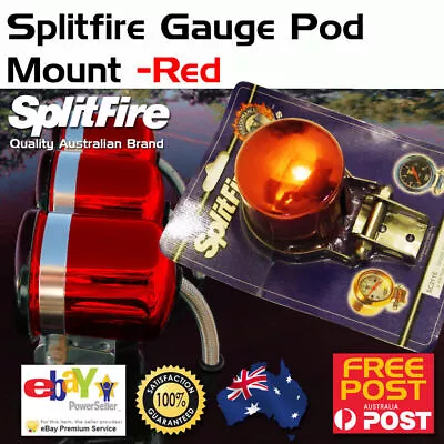 New Splitfire Gauge Cup Pod Mount 2 5/8  Red Anodised Suit Electric Gauges • $25.87