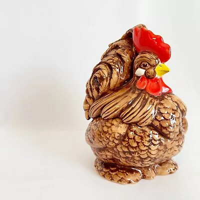 Vintage 60s Atlantic Mold Rooster Hen Cookie Jar Glazed Farmhouse Canister • $35