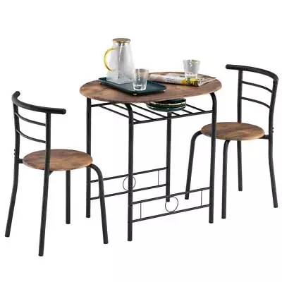 Dining Set Table And 2 Wood Chairs Glass Top Breakfast Dinette For Kitchen • $64.99